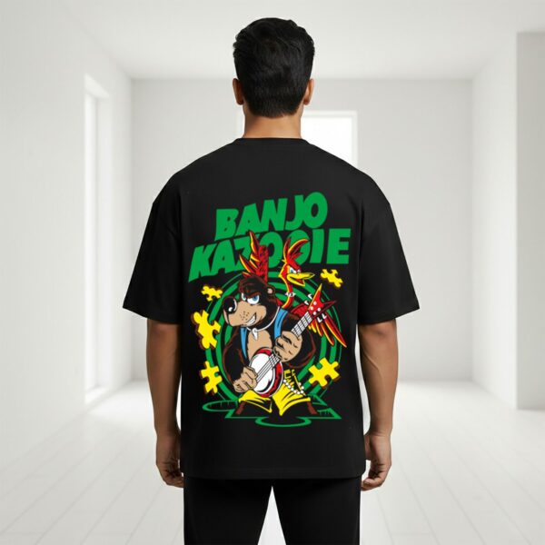 Black Pigeon Banjo Kazooie Oversized Cotton T-Shirt – Retro Gaming Graphic Black Tee